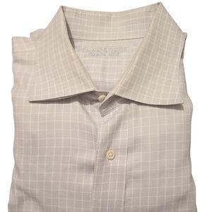 Holland & Sherry London Mens XL Dress Shirt Custom Made USA Gray Windowpane